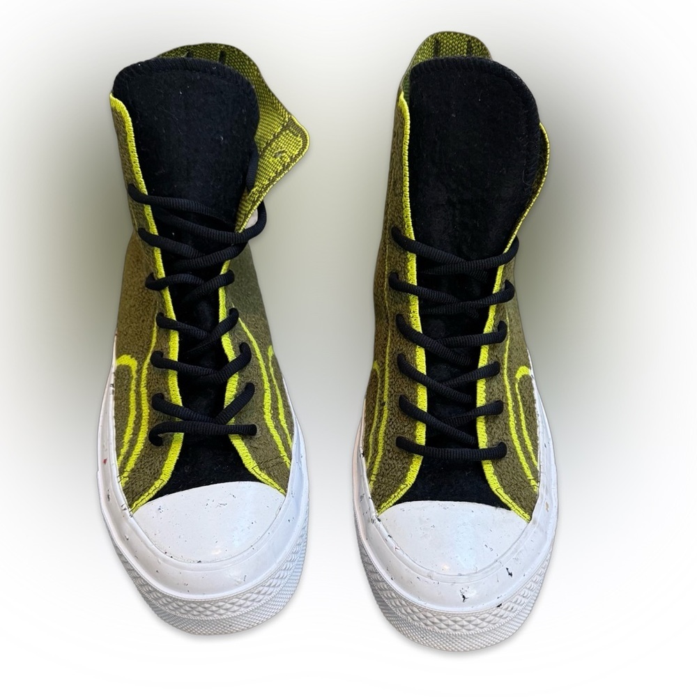 Converse High-Top Sneakers in Olive Green, Black and White